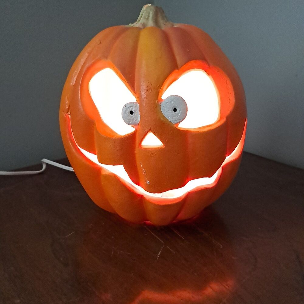 Trendmasters Crazy Eyes Jack O Lantern Foam Pumpkin Light Up Halloween 1995